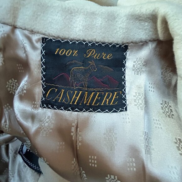 Vintage Martin's Womens Large Blazer Coat Jacket Pure Cashmere 3/4 Sleeve Beige - Picture 9 of 9